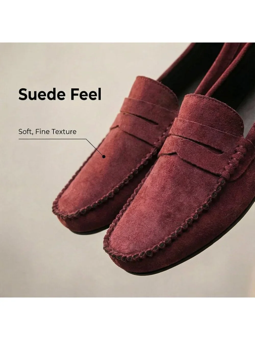 Men's Red Suede Penny Loafers Slip-On Driving Moccasins Casual Flat Shoes
